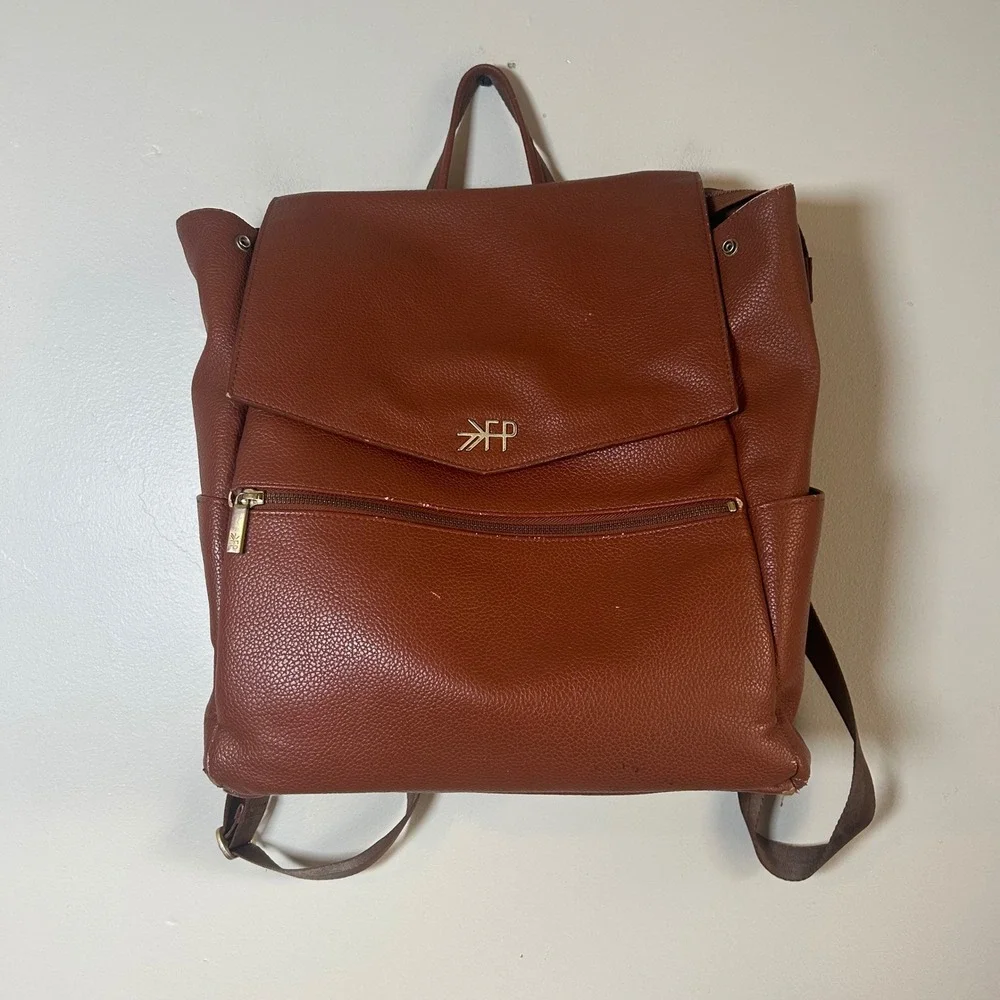 Freshly Picked Classic Convertible Backpack Brown Pebbled Leather Diaper Bag